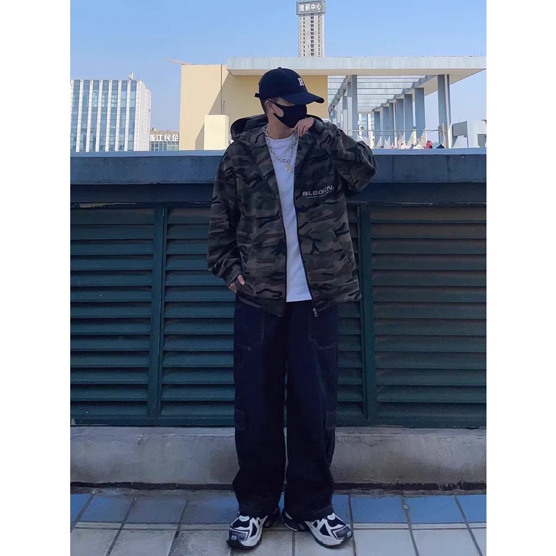 Áo Khoác Hoodie Dáng Rộng Họa Tiết Rằn Ri Phong Cách Đường Phố Mỹ Thời Trang Mùa Thu Mới Cho Nam Và Nữ
