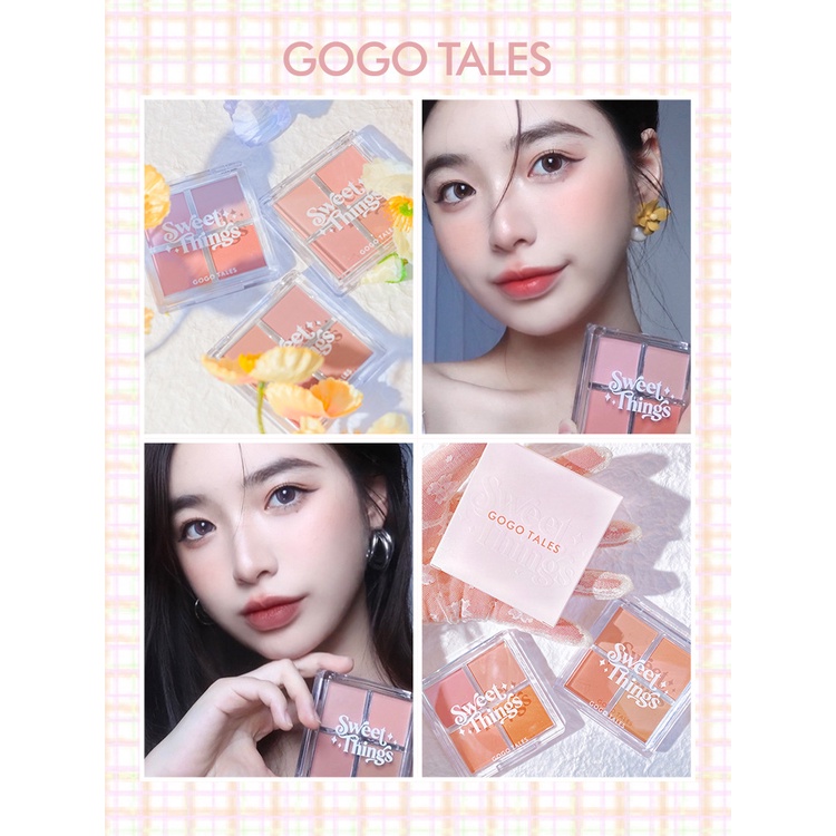 Gogotales Phấn Má Hồng Bốn Màu Trang Điểm nude Tự Nhiên Cho Nữ