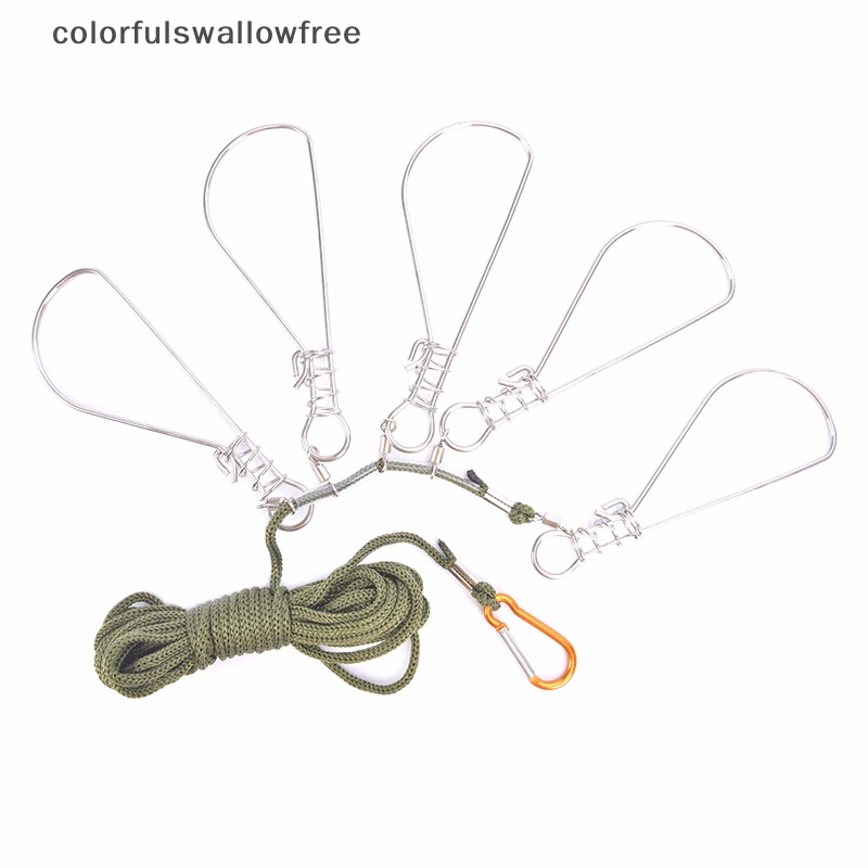 Colorfulswallowfree fishing lock buckle fishing snaps chain stringer with float live fish lock belt abc