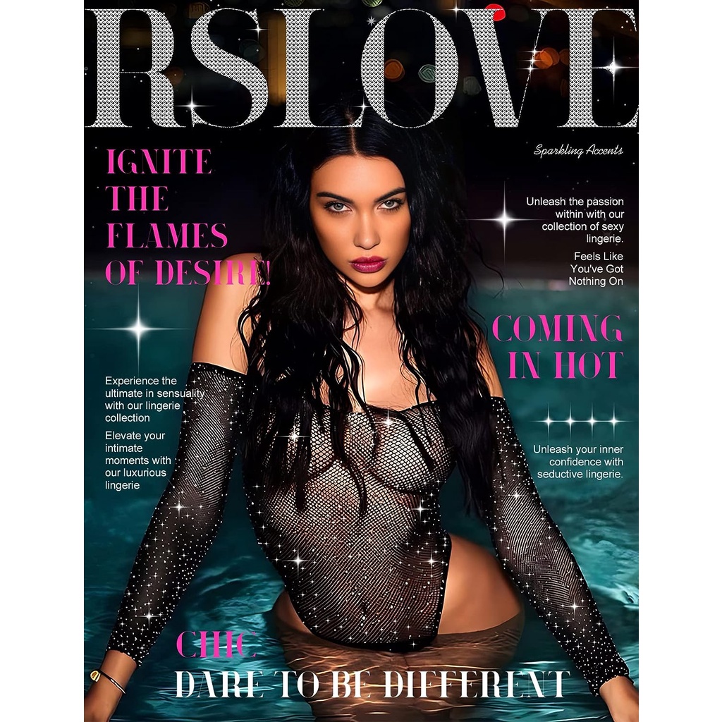 Phụ nữ đồ lót lưới cá bodysuit lấp lánh rhinestone sexy mesh teddy đồ lót