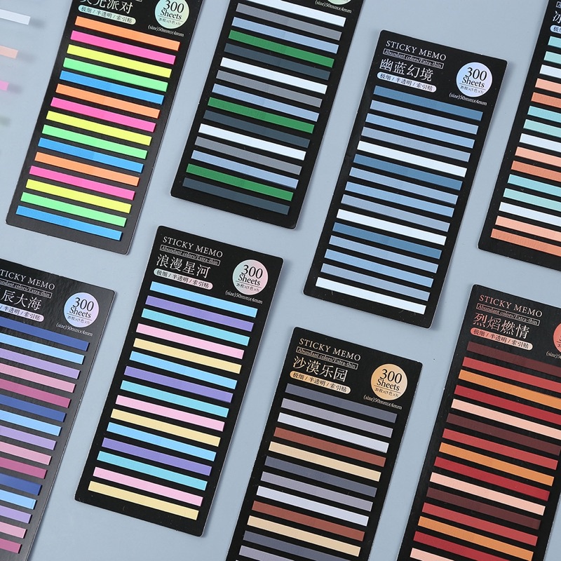 Giấy Note 300 tờ Đánh Dấu Trang Đơn Giản Ghi Chú Highlight Dòng Bookmark Nhiều Màu Gấu Mon