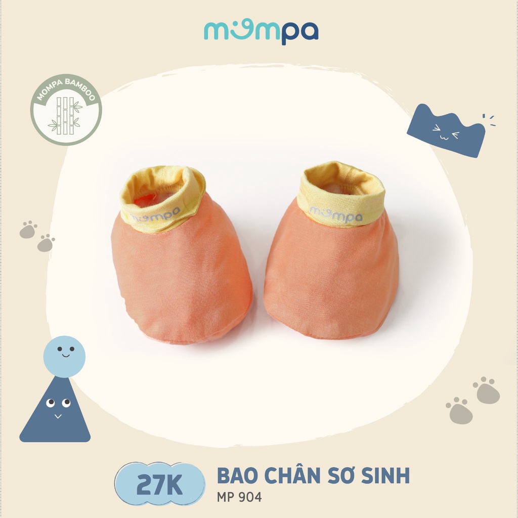 Bao tay bao chân mũ Mompa vải sợi tre bo chun tránh bé cho tay lên mặt 904