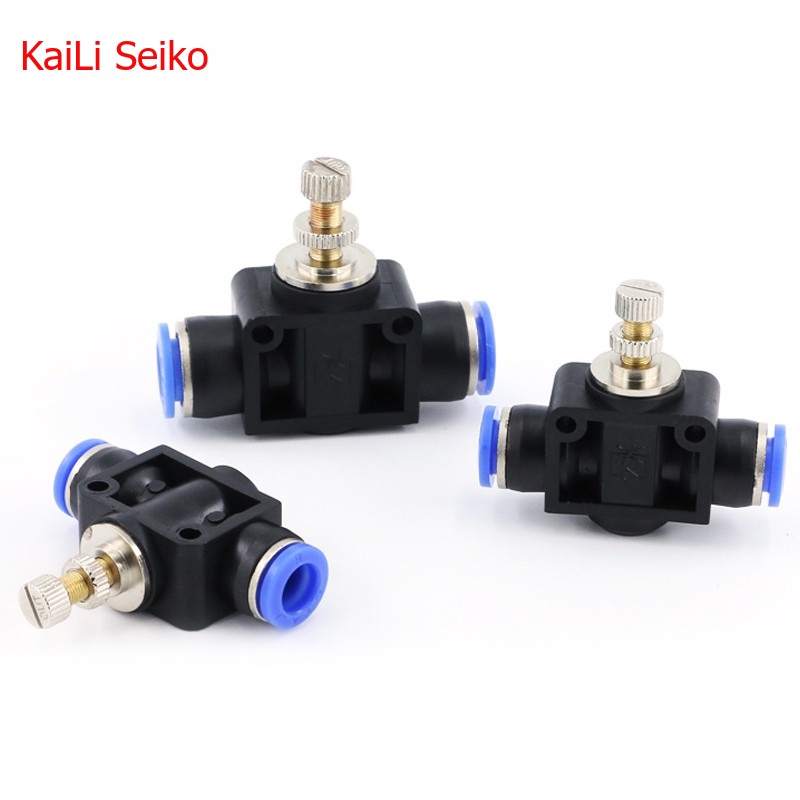 Van điều khiển tốc độ dòng chảy 6mm 4mm 8mm 10mm 12mm khí nén 6 bộ điều chỉnh luồng khí ống ống điều chỉnh khí đầu nối