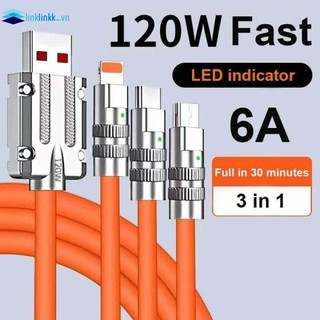 3 trong 1 120w 6a sạc siêu nhanh cáp loại c cáp silicon lỏng sạc nhanh cáp sạc micro usb cáp sạc