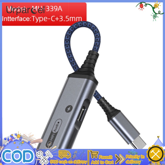 Bộ chuyển đổi bộ sạc tai nghe urparcel usb type c sang jack 3.5mm 32bit / 384khz hifi dac aux audio splitter converter