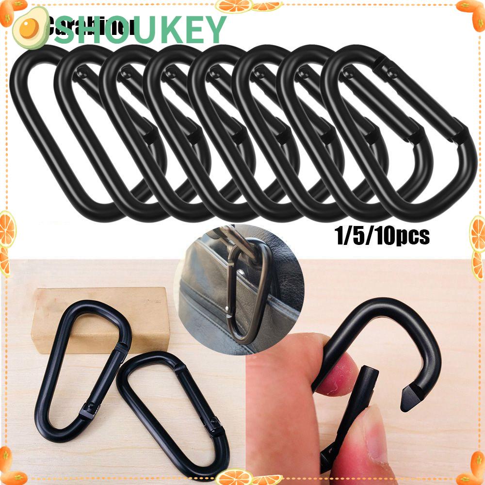 Set 1 / 5 / 10 Móc Khóa Leo Núi Bằng Hợp Kim Nhôm Màu Đen Tiện Dụng
