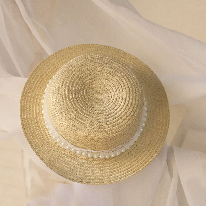 Nón Cối Phối Ren Đính Ngọc Trai Chống Tia UV Thời Trang Mùa Hè Cho Bé Gái Se7en