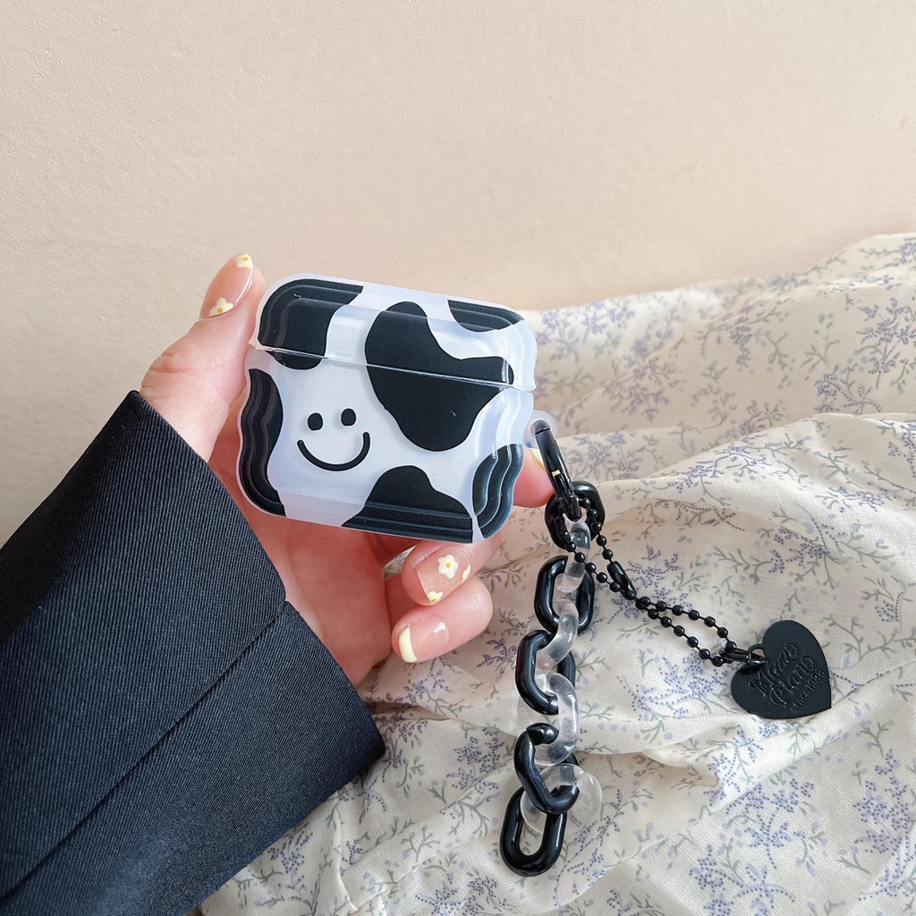 Vỏ Bảo Vệ Hộp Sạc Tai Nghe Bluetooth AirPods 1 2 3 Pro 2 2022 Bằng tpu Dẻo Trong Suốt Họa Tiết Chú Bò Sữa Thời Trang Chống Sốc