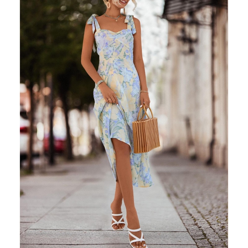 Đầm Quây Ngực Không Tay In Hoa Thời Trang Mùa Hè 2023 Dành Cho Nữ