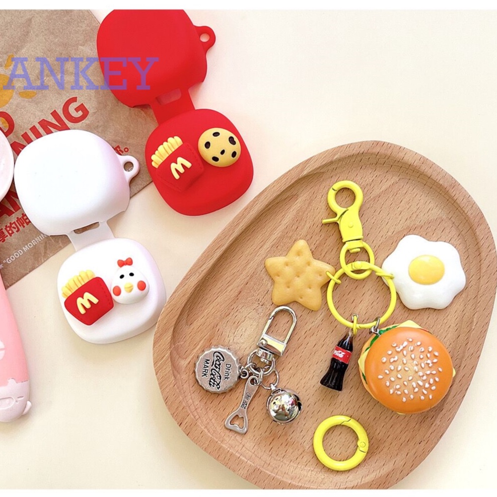 Baseus WM01 / WM02 / WM02+ / WM01 Plus Case Wireless Bluetooth Headset Silicone Protector WM01Plus Soft Shell Cartoon Hamburg Hot Dog