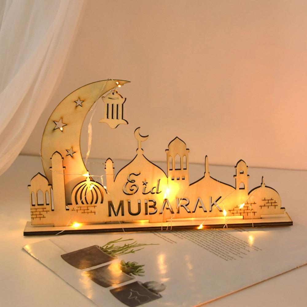 Đèn Led Lễ Hội Eid Mubarak Bằng Gỗ Dùng Trang Trí Nhà Cửa