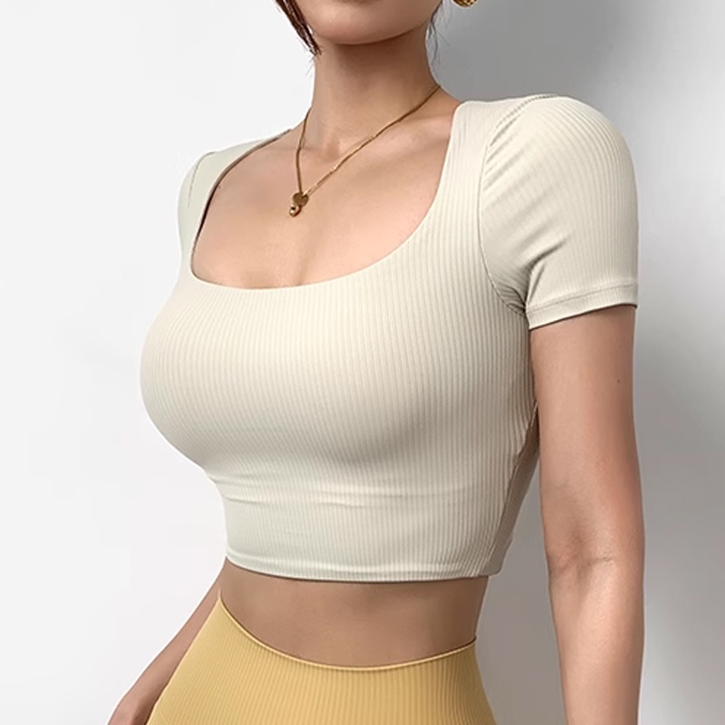 Áo thun ANRAN tay ngắn dáng ôm có mút đệm thời trang quyến rũ thời trang cho nữ