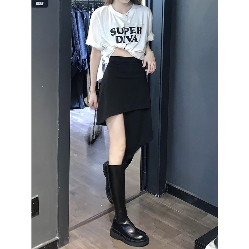 Chân Váy Chữ A Lưng Cao Màu Sắc Thời Trang Mùa Hè Phong Cách Hàn Quốc Cho Nữ