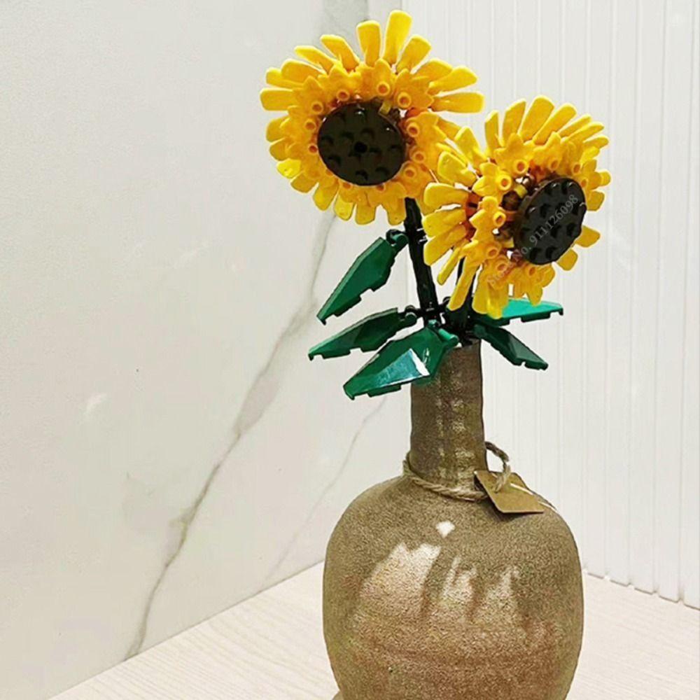 1 Bộ Đồ Chơi Lắp Ráp Hình Bó Hoa Hướng Dương Mini Diy Dành Cho Trẻ Em