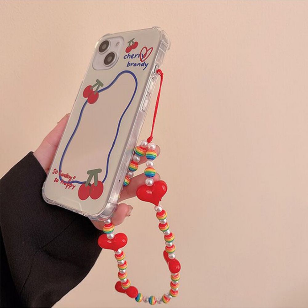 Ốp Điện Thoại TPU Mềm Chống Mồ Hôi Có Vòng Tay &amp; Gương Trang Điểm Cho IPhone 13 12 11 14 Pro Max XS XR 8 7 Plus