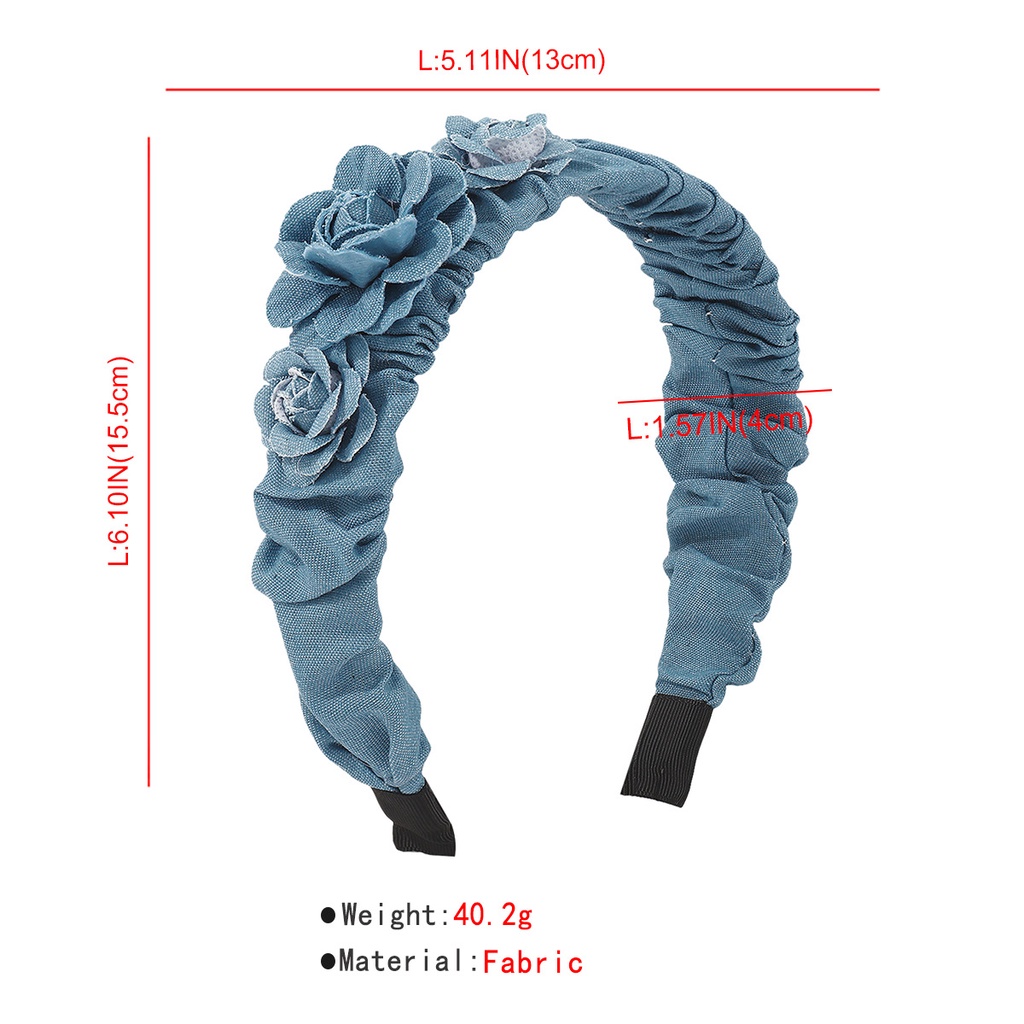 Hàng Mới Về Băng Đô denim Hoa Hồng Ba Chiều Sáng Tạo Cá Tính Thời Trang