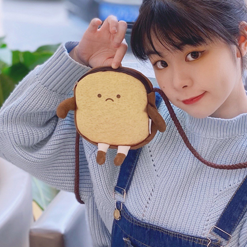Túi Đeo Chéo Vai Hình Bánh Mì Nướng Dễ Thương Dành Cho Nữ