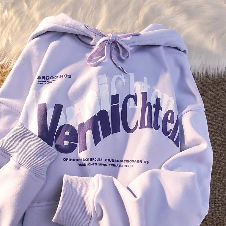 Áo Hoodie Dáng Rộng Phân Tử feminino casaco Màu Tím Khoai Môn Phong Cách Mới Mùa Thu Đông Cho Nam Và Nữ