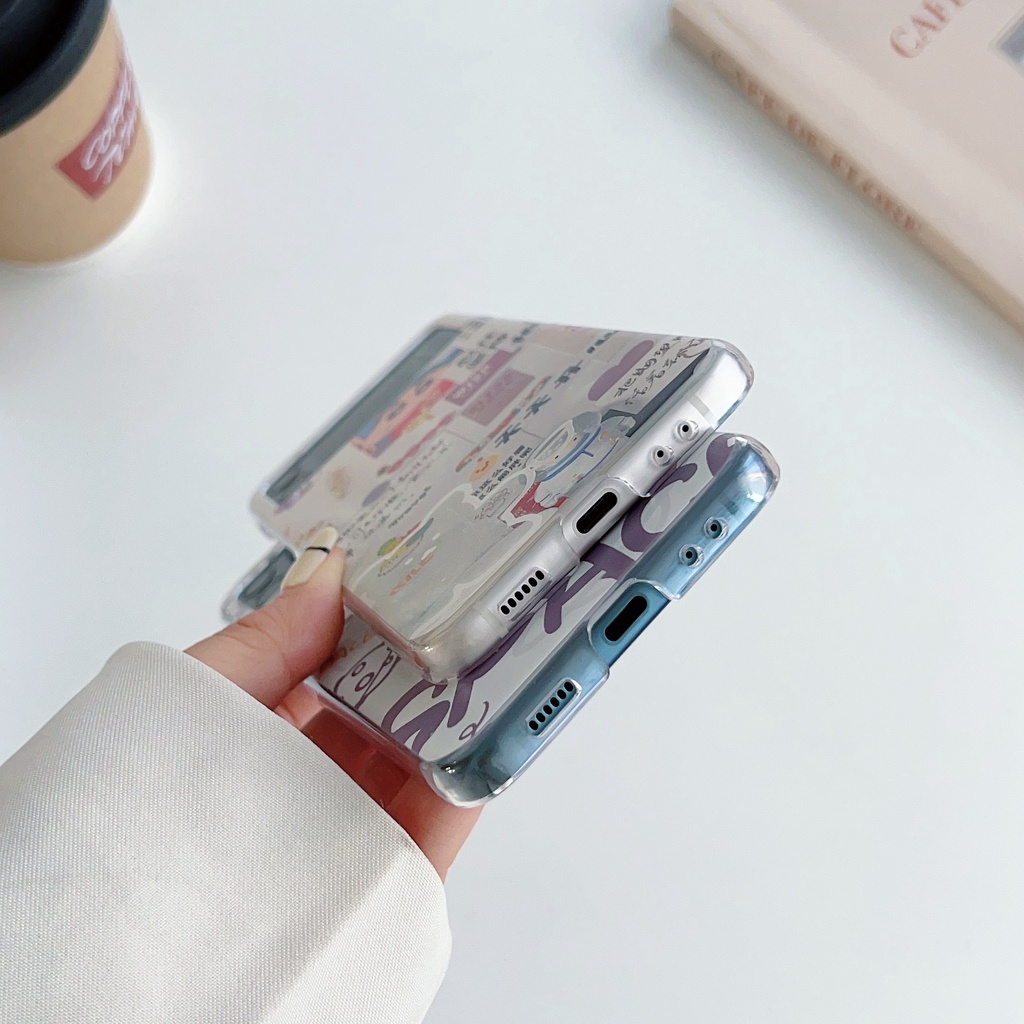 Ốp Điện Thoại Trong Suốt Họa Tiết Hoạt Hình Đơn Giản Cho Samsung Galaxy Z Flip4 Z Flip3 Samsung Z Flip4 Z Flip3