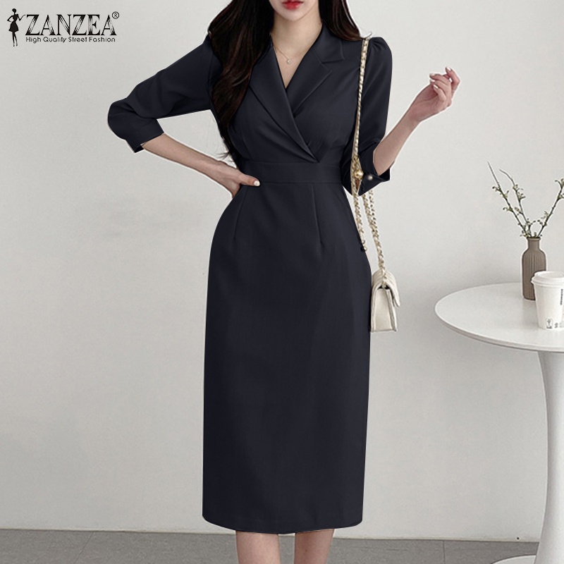 Zanzea Đầm Nữ Tay 3 / 4 Có Khóa Kéo Thời Trang