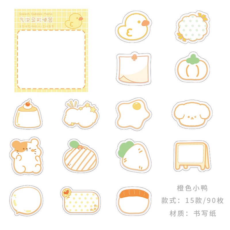 Set 90 Tấm Giấy Ghi Chú Họa Tiết Hoạt Hình Dễ Thương Trang Trí Văn Phòng / Học Sinh