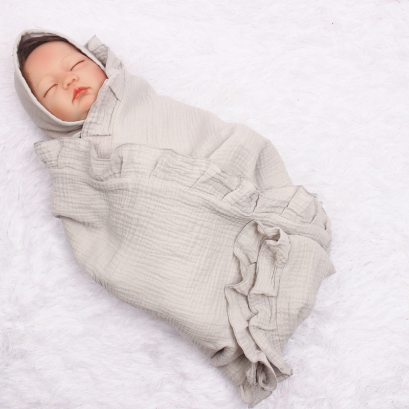 Chăn Quấn Em Bé 2 Lớp Viền Bèo Mềm Mại Thoáng Khí