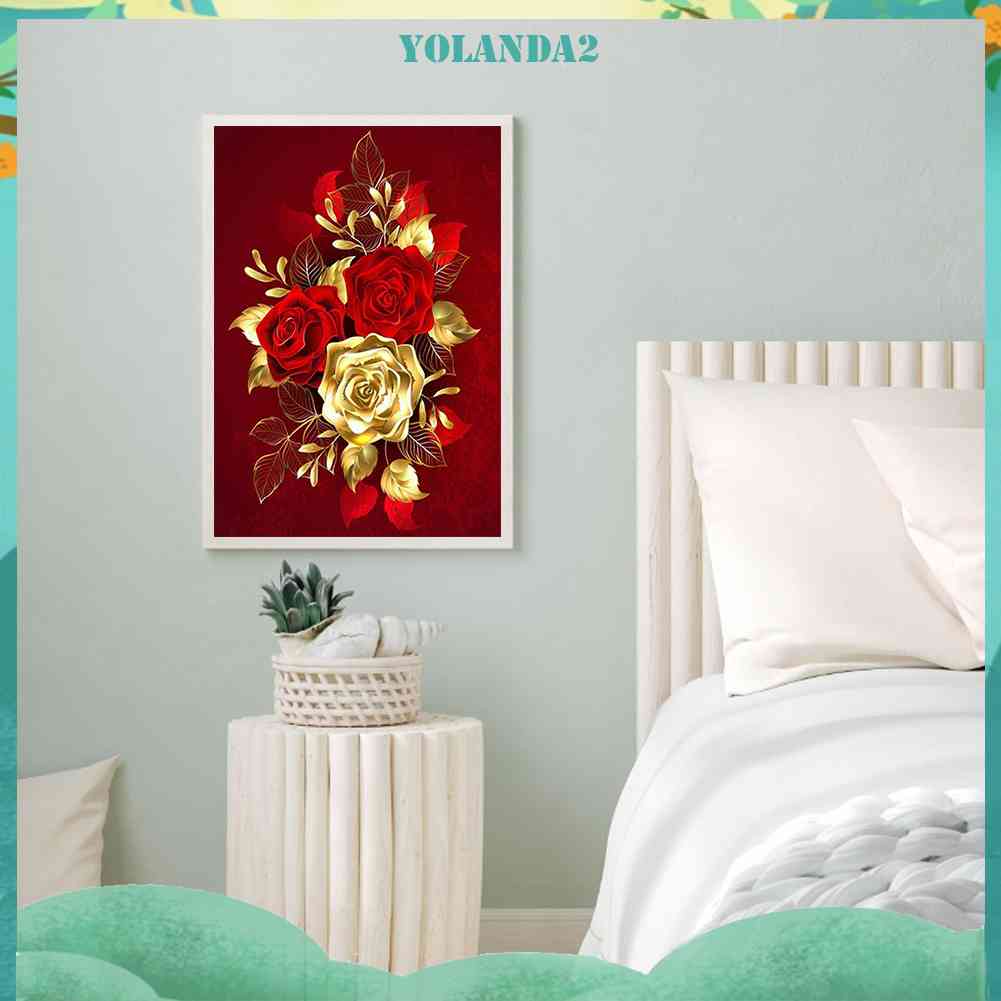 Tranh Đính Đá Kim Cương Toàn Bộ 5D DIY Hình Vẽ Hoa Trang Trí Nhà Cửa