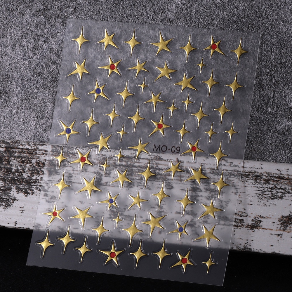 Nhãn Dán Trang Trí Móng Tay Họa Tiết Mặt Trăng / Ngôi Sao Dập Nổi 5D Y2K Phong Cách Retro