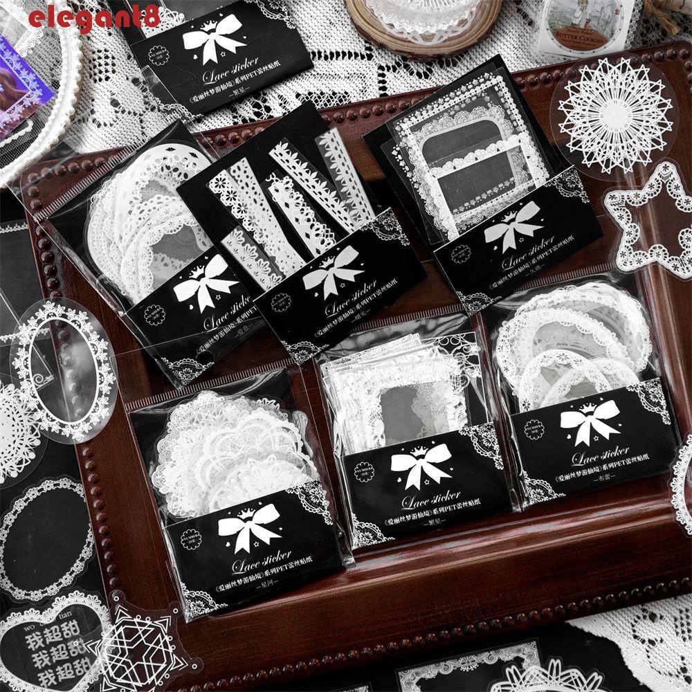 Miếng Dán Trang Trí Khung Họa Tiết Ren Hoa Màu Trắng Dễ Thương DIY