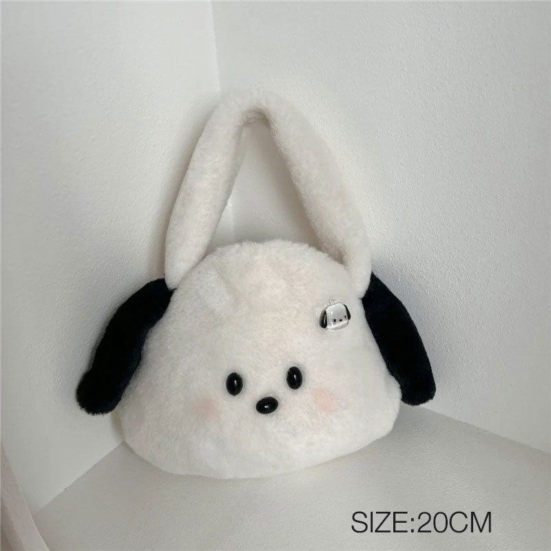 MISCHA Túi Xách Lông Nhung Mềm Mại Kích Cỡ Lớn Hoạ Tiết Hoạt Hình Xinh Xắn Cho Nữ