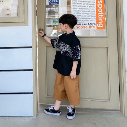 Áo sơ mi bé trai số đại,Áo Sơ Mi Cotton Ngắn Tay In Họa Tiết Thời Trang Mùa Hè Hàn Quốc Dành Cho Bé Trai 2-14 tuổi