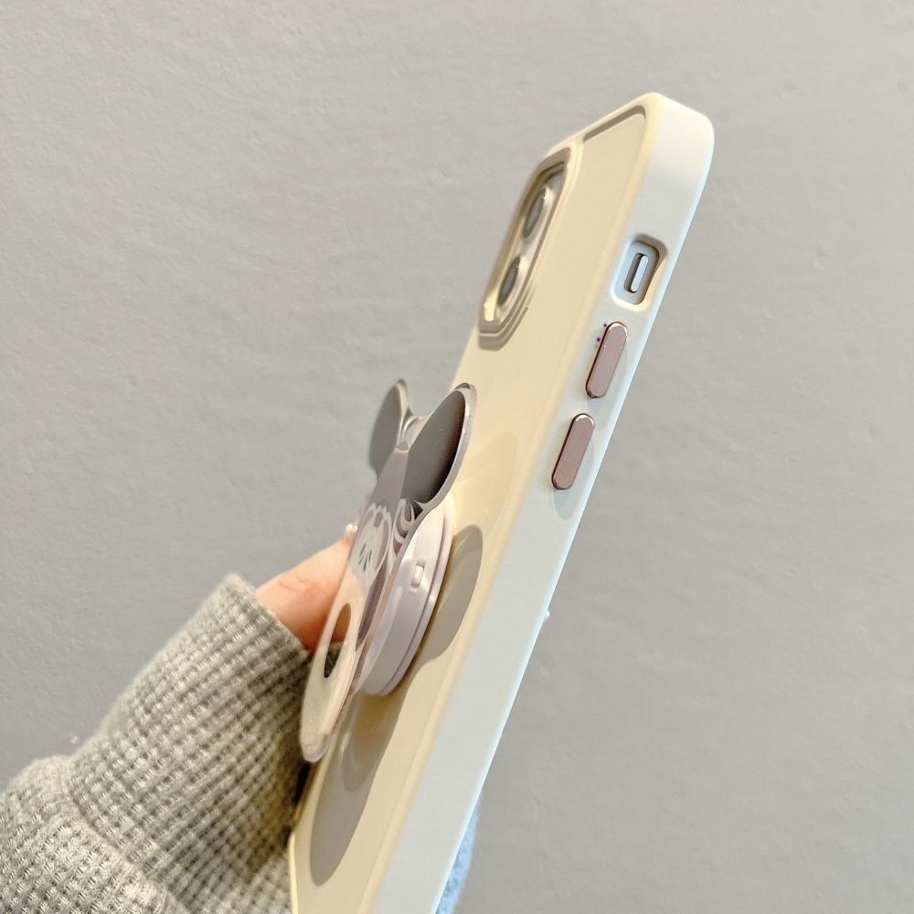 Ốp Điện Thoại TPU Mềm Chống Sốc Chống Bụi Màu Trơn Có Giá Đỡ Hình Cún Cho IPhone 11 12 13 14 Pro Max