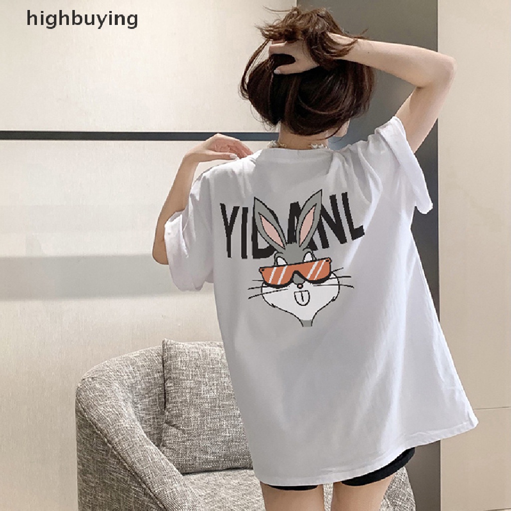 Áo Thun Tay Ngắn Cổ Tròn In Hình Thỏ Belle Hoạt Hình Thời Trang Mùa Hè Cho Nữ