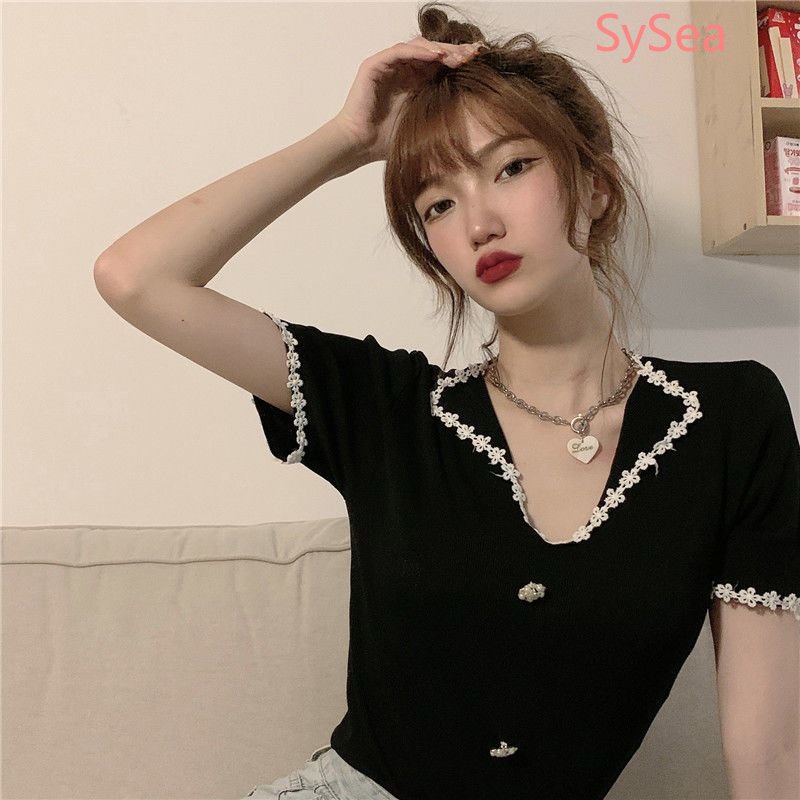 Áo Kiểu Vải Lụa Lạnh Cổ V In Hoa Dễ Thương Thời Trang Mùa Hè Cho Nữ