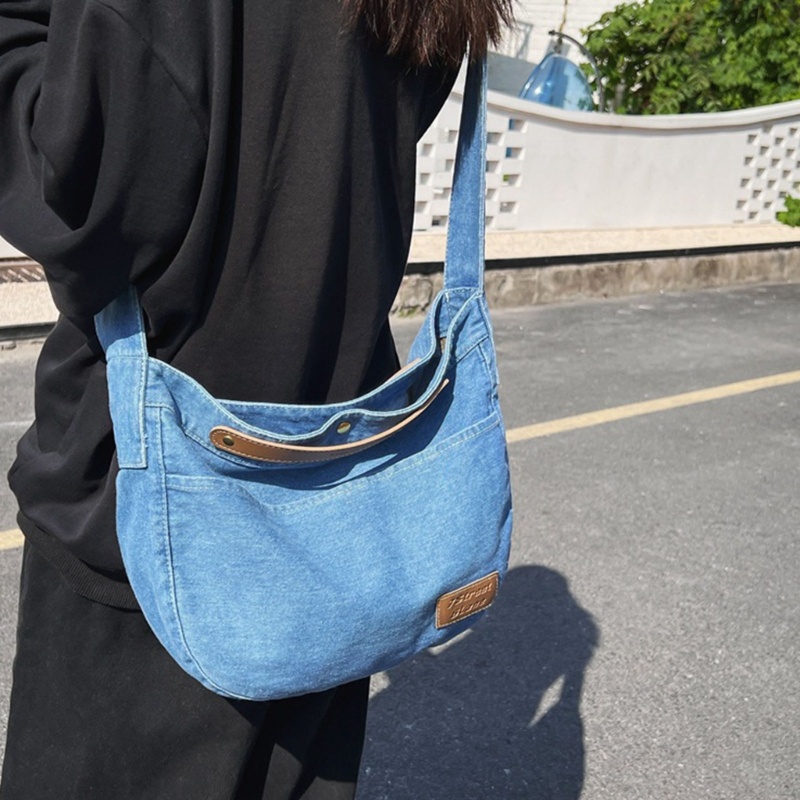 Túi Đeo Chéo Vai Bằng Vải Denim Thời Trang Sành Điệu Cho Nữ