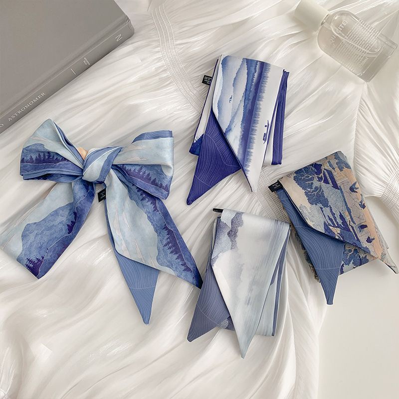 Khăn Quàng Cổ Lụa Hai Mặt Phong Cách Trung Hoa Cổ Điển Thanh Lịch Dành Cho Nữ