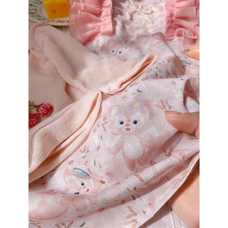 Đầm Sườn Xám In Họa Tiết Hoạt Hình Phối Bèo Dễ Thương Thời Trang Mùa Hè Cho Bé Gái