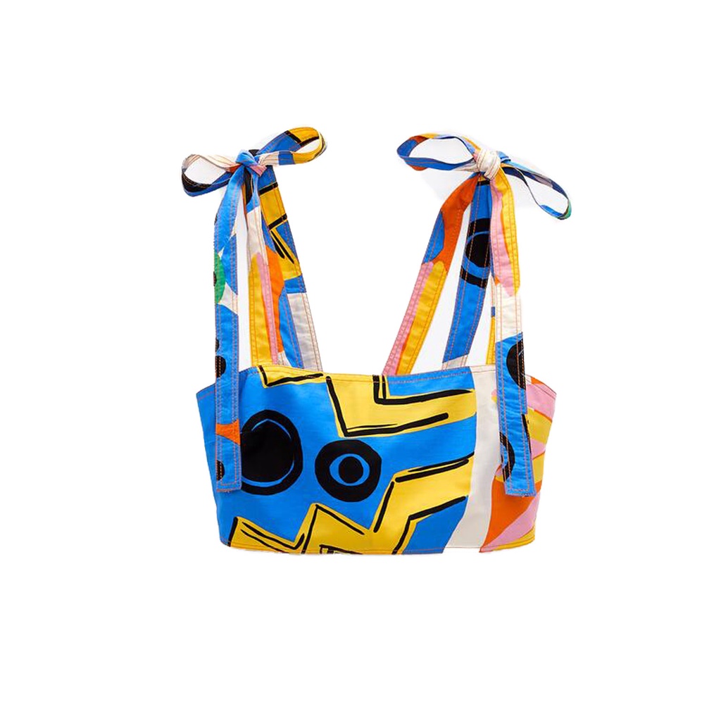 Bộ Áo In Họa Tiết Thắt Nơ Phối Chân Váy Thời Trang ZARA Mùa Hè 2897125 2889125