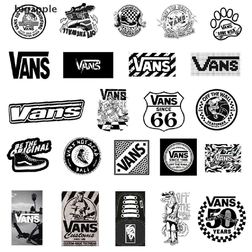 Set 50 Nhãn Dán Graffiti Trang Trí Va Li Kéo Họa Tiết Trắng Đen Cá Tính