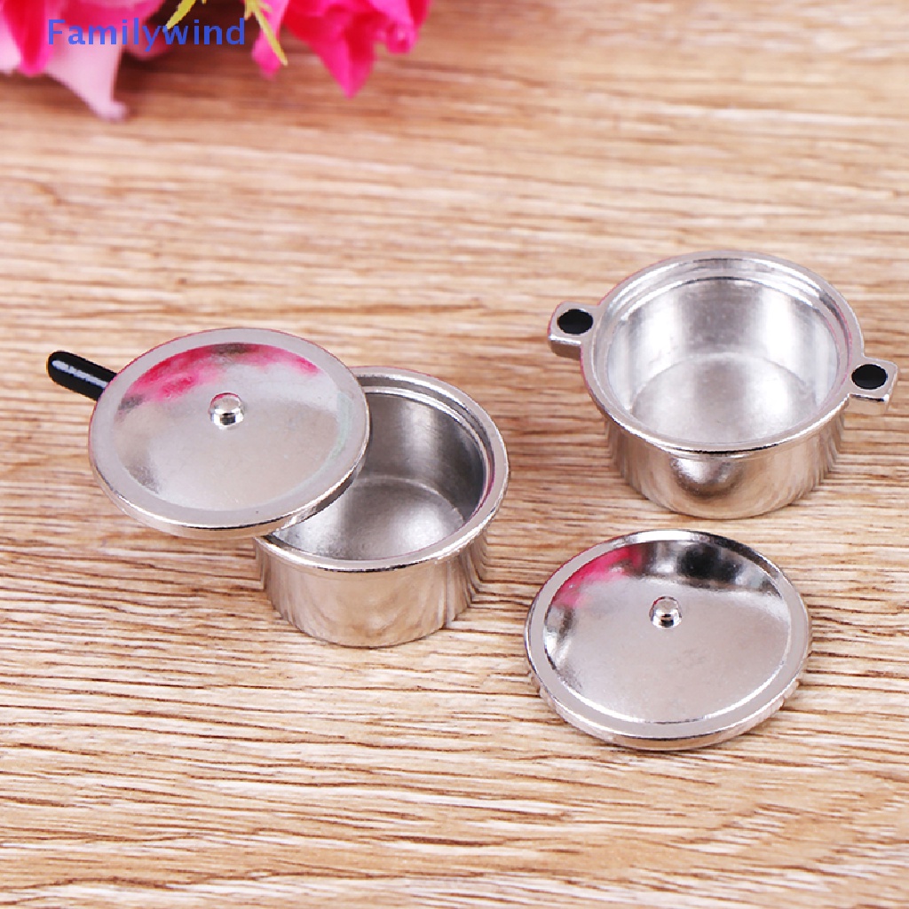 Set 4 Mô Hình Nồi Kim Loại Mini 1: 12 Dùng Để Trang Trí Nhà Búp Bê