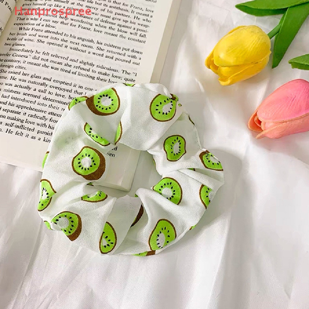 Hanprospree > Dây Cột Tóc In Họa Tiết Trái Bơ / Hoa Ngọt Ngào Dễ Thương Phong Cách Hàn Quốc Cho Nữ