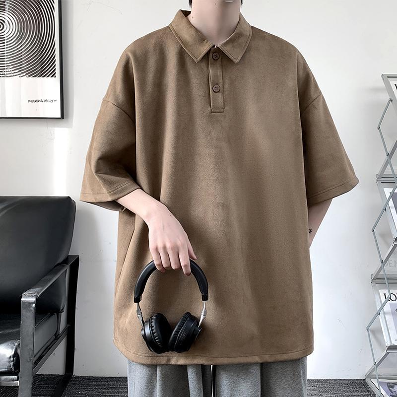 【luckin men's】áo nam，áo thun form rộng，bigsize t shirt nam，áo polo nam，áo phông nam，cổ điển，đồ bộ nam，Áo polo Da Lộn Ngắn Tay Thời Trang Mùa Hè Cho Nam，áo sơ mi ，thời trang nam，đen，xám，kaki，màu hoa mai，áo local brand