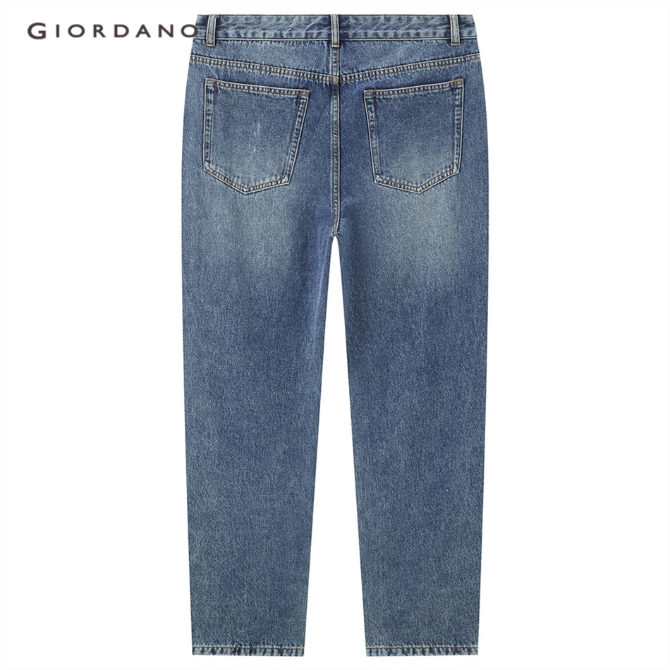 Quần jean dài GIORDANO 18112067 5 túi công nghệ Scratch Wash cho nam