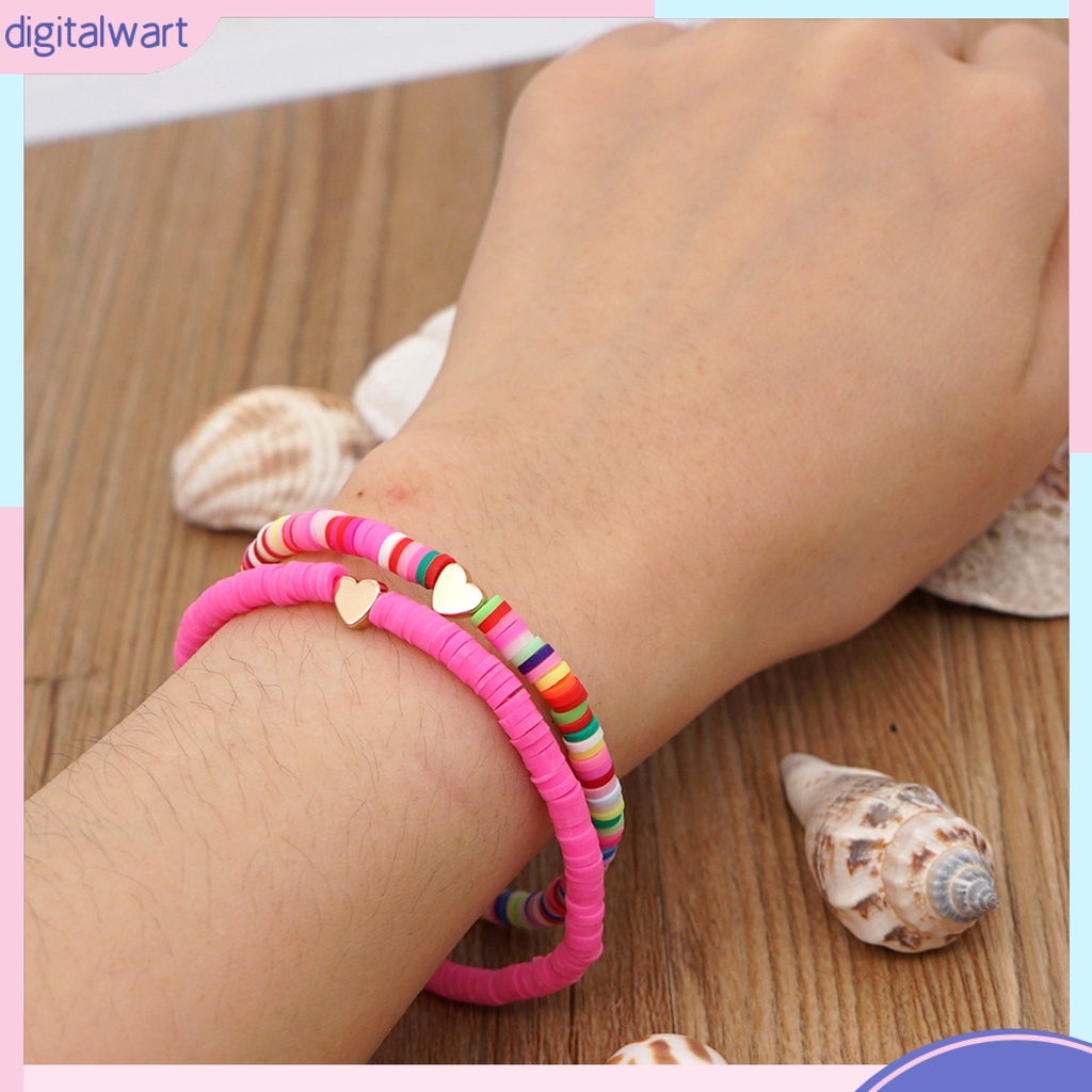 [DIL] Vòng Tay Xỏ Hạt Đất Sét Polymer Nhiều Màu Sắc Phong Cách Bohemian Thủ Công Mịn Màng Trang Trí Đa Dạng Dành Cho Bạn Nữ