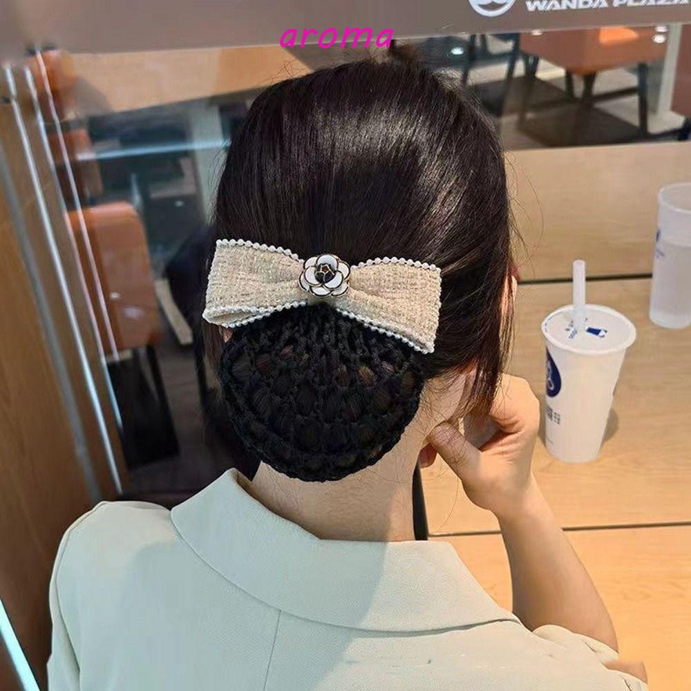 Aroma Kẹp Tóc Đuôi Ngựa Hình Nơ Hoa Trà Ngọt Ngào Chuyên Nghiệp Phong Cách Hàn Quốc Cho Nữ
