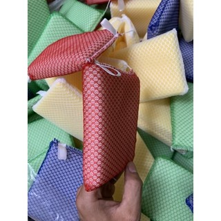 ( HANPU Sỉ ) Combo 10 Miếng Mút Rửa Chén Bọc Lưới Xịn 3 Màu