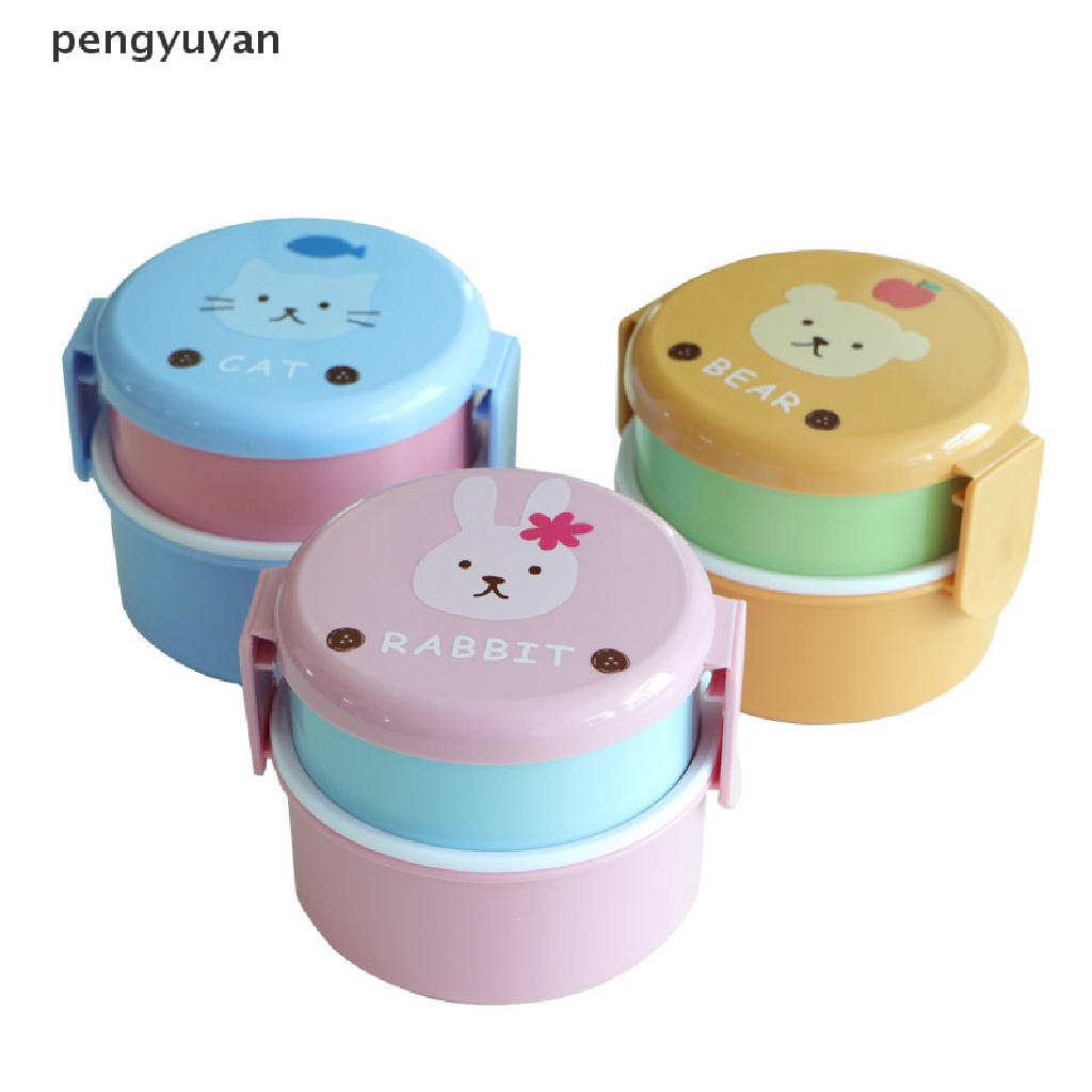 Hộp cơm Hai Tầng Hình Tròn Mini Dung Tích 540ml Phong Cách Nhật Bản