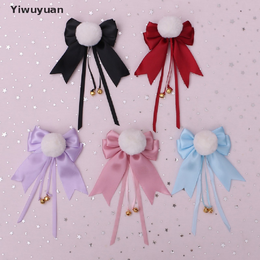 Kẹp Tóc Đính Nơ Và Bóng Lông Dễ Thương Phong Cách Lolita