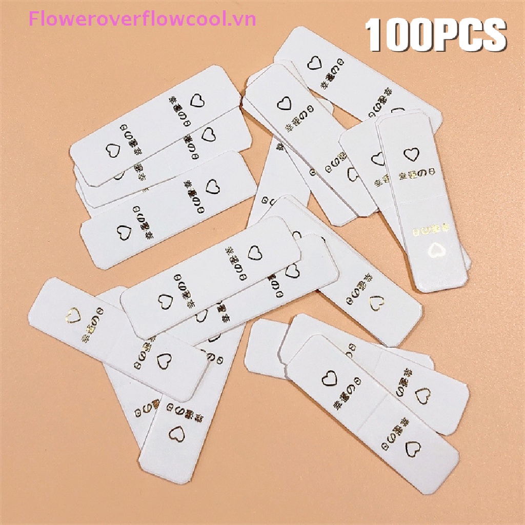 Set 100 Thẻ Giấy Kraft Màu Trắng Trưng Bày Dây Buộc Tóc