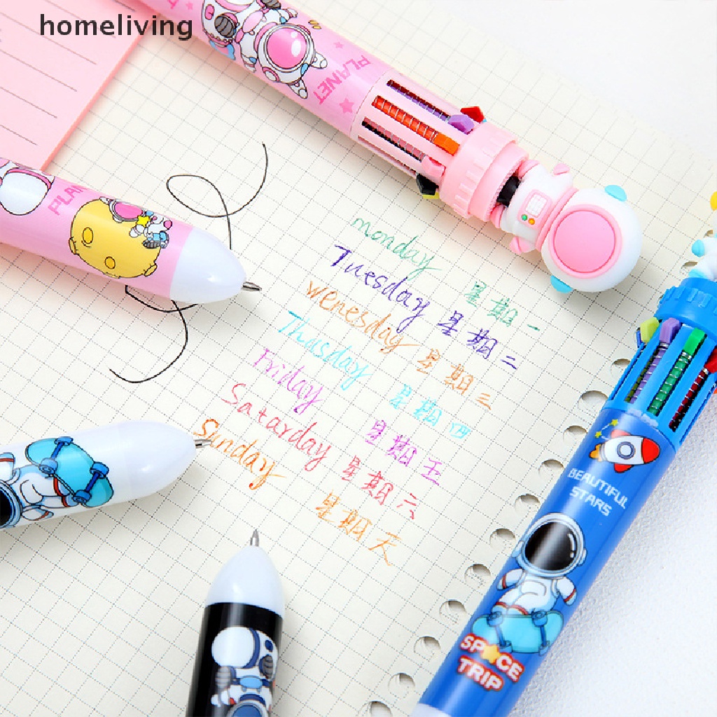 Bút Bi 10 Màu Họa Tiết Phi Hành Gia Hoạt Hình Xinh Xắn Đa Năng